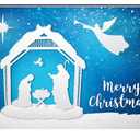 deFouliao Nativity Scene Backdrop Merry Christmas Baby Jesus in The Manger Photography Background Church Religious Holiday Xmas Party Wall Outdoor Decor Photo Studio Props, 7x5ft