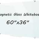 DEVELOP Large Magnetic Glass Dry Erase White Board, 60 x 36 Inch (150 x 90 cm), Frameless Glass Whiteboard on wall, Frosted White Surface, Including 4 Markers, 2 Magnets, 1 Eraser