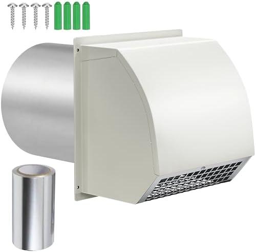 6 Inch Hooded Wall Vent Cover, Dryer Exhaust Vent Metal Mesh Cover Outside, Wall Vents Cover Cap Exterior Air Exhaust with Pest Bird Guard, Screen and Damper for Kitchen Bathroom House Range Hood HVAC