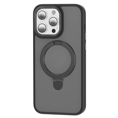cacoe  Magnetic Phone Case for iPhone 15 Pro Max/15 Plus/15 Pro/15, Clear Case with Ring Stand Case Shockproof & Anti-Drop TPU+PC Case,Black,15