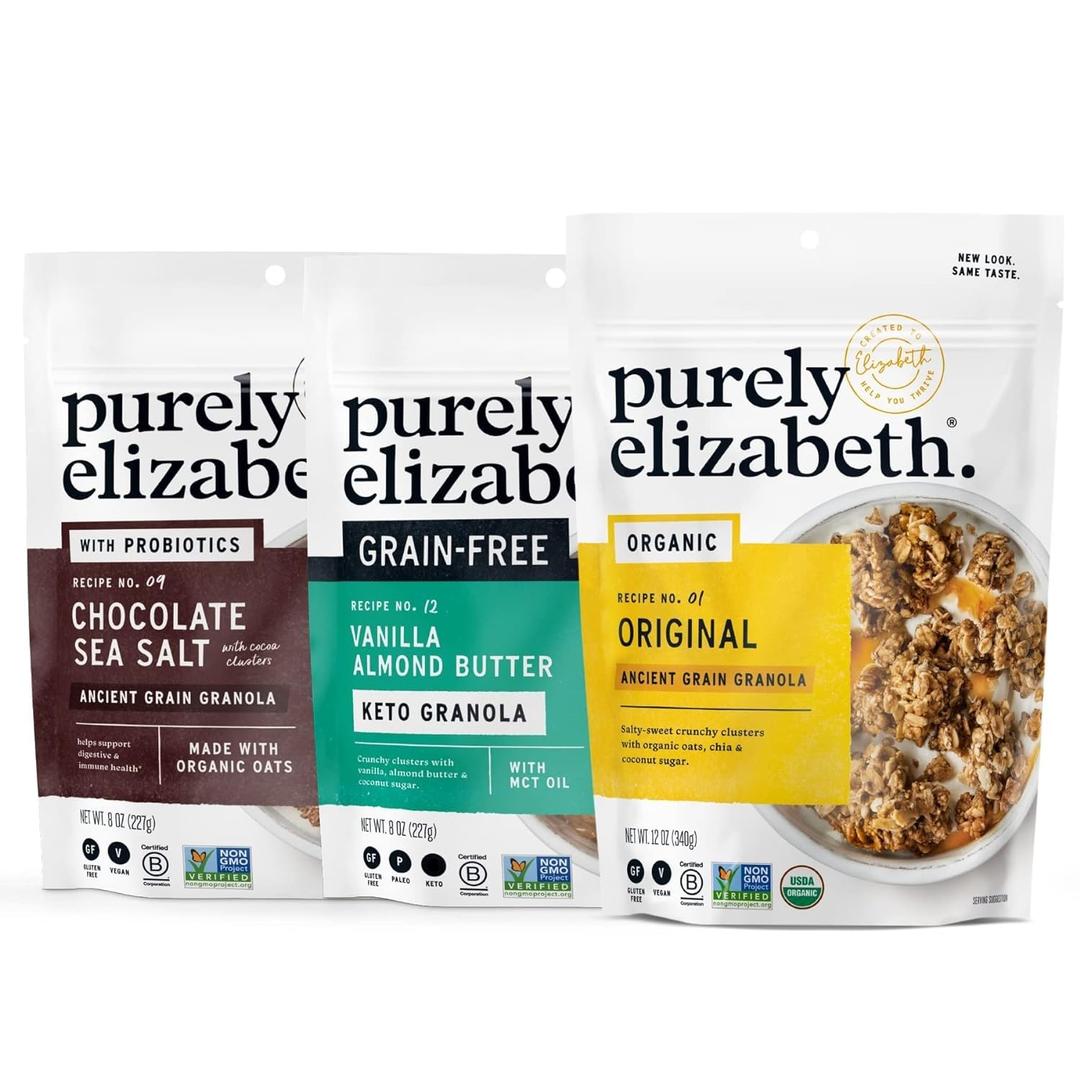 Purely Elizabeth Ancient Grain Granola, Variety Pack, (3 ct.) (3 Piece Set) Best By: 12/20/2025