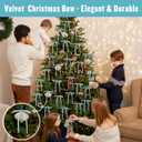 2 x 24 Pcs Light Blue Velvet Bows for Christmas Tree Decor, Elegant Velvet Pre-Tied Ribbon Bows Door Garland Vintage Ornaments for Christmas, Wreaths, Gifts and Home Decoration (5x7 Inch, 3/8'' Wide)