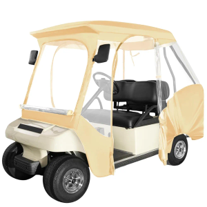 Golf Cart Enclosure for Club Car DS - 4 Passenger Waterproof Windproof Cover with Clear Windows, Zippered Doors & Tail Light Panel | Heavy-Duty 600D Oxford Fabric Beige