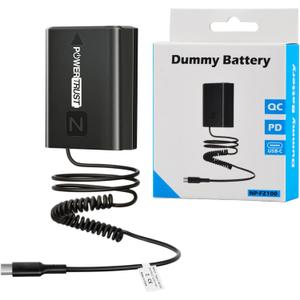 NP-FZ100 Dummy Battery with USB Type-C Spring Power Cable Compatible with Sony FX3 FX30 ZV-E1 A1 A6600 A6700 A7III A7IV A7C A7CII A7CR A7RIII A7RIV A7RV A7SIII A9 A9II Camera