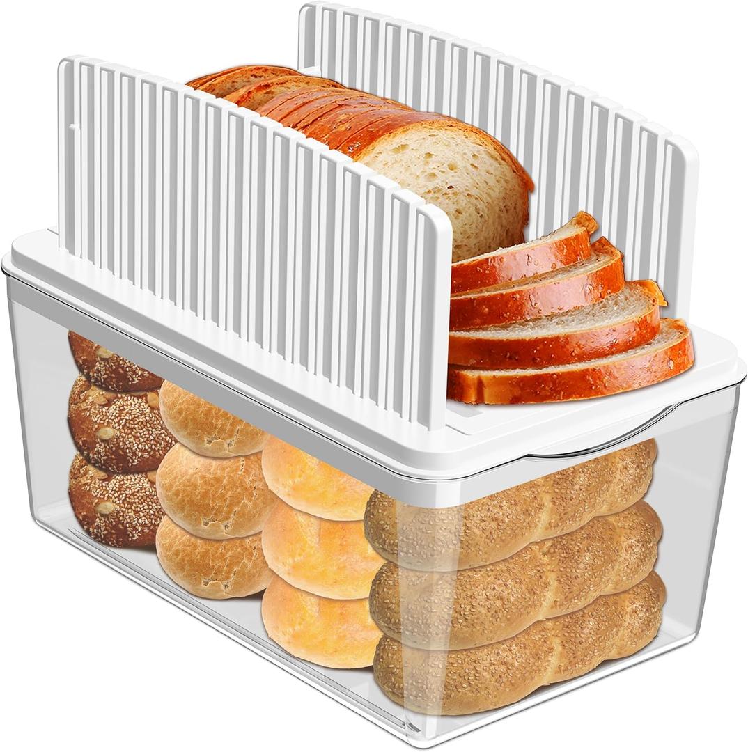 Upgrade Pull Out Bread Slicer for Homemade Bread with Bread Box, Foldable Bread Slicing Guide,Removable Cutting Board, Slice Evenly, Bread cutter slicer Suitable for Bread Making Supplies