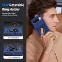 3 x for Google Pixel 9 Pro XL Case with Camera Lens Cover, HD Screen Protector, 10 FT Military Grade Drop Protection, Magnetic Ring Holder Kickstand Protective Phone Case, Navy Blue