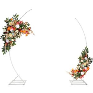 Metal Open Arch Backdrop Stand,Set of 2 White Curved Arch Backdrop Stand Half Moon Wedding Arches for Ceremony,Birthday,Anniversary,Baby Shower,Floral Stand,Ramadan Decoration(6.7FT & 5.8FT)