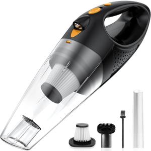 Handheld Vacuum Cordless with 2 Filters, Car Vacuum Cleaner High Power with Fast Charge Tech, Portable Rechargeable Mini Vacuum with Large-Capacity Battery, Orange, 14.3"X4.6"X4.0"
