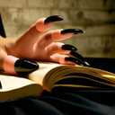 4 x Halloween Witch Costume Accessories Set - 10 Pcs Long Pointed Nails + 1 Long Nose Accessory, Scary Cosplay Props for Witches, Vampires & Zombies (Black)