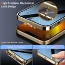 [Full Camera Protection& Mechanical Lock]Magnetic Privacy Case for iPhone 13 Pro Max [Compatible with MagSafe][CD Metal Ring]Full Body Shockproof Metal Bumper, 9H Anti Peeping Glass Cover-Gold