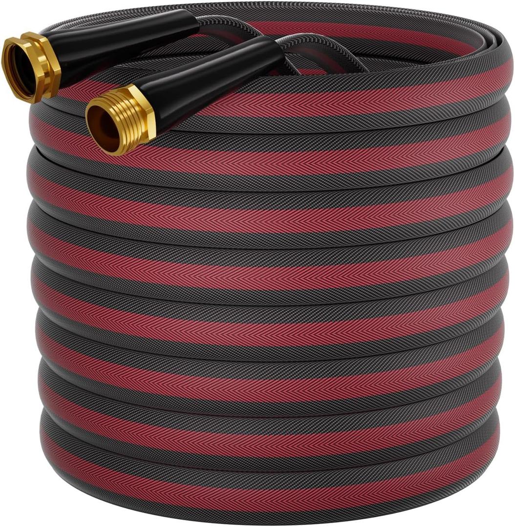 100ft Non-Expanding Garden Hose with 8-Layer Latex Core, Lightweight & Kink-Free, Flexible Heavy Duty Water Hose for Lawn, Yard, Car Washing (3/4" Solid Brass Fittings, Crush-Resistant)