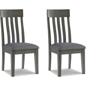 Signature Design by Ashley Hallanden Contemporary Dining Upholstered Side Chair, Set of 2, Armless, Comb Back Design, Wood Frame, Gray