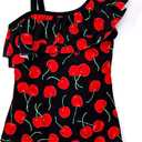 Kanu Surf Girls' Morgan Floral Ruffle 1-Shoulder one Piece Swimsuit (7, Addie Black)