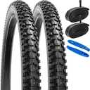 YUNSCM 24" Mountain Bike Tires 24x2.30/56-507 and 24" Bike Tubes Schrader Valve Compatible with 24x2.25 24x2.30 Bike Tires and Tubes (Y-900)
