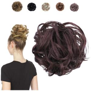 Juvabun Hair Extensions Dark Brown  Soft Curly Hair Extensions Clip-In for Natural Volume & Quick Updo Styling Hair Bun Maker