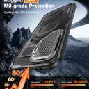 for Samsung Galaxy S24 FE Case Built-in Metal Camera Cover with Stand,[Compatible with Magsafe] Military Grade Rugged Shockproof Protective Cover with Screen Protector-Black