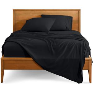 Bare Home Split King Sheet Set - 1800 Ultra-Soft Microfiber Bed Sheets - Double Brushed - Deep Pockets - Easy Fit - 5 Piece Set - Bed Sheets & Pillowcases (Split King, Black) (Split King Size, 02 - Black)