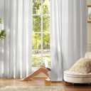 Anmao Non-See-Through Privacy Semi Sheer Curtains for Living Room 84 Inch Length 2 Panels Set, Light Filtering That Let Light in Rod Pocket Window Drapes for Bedroom, 52W x 84L, Light Grey