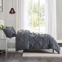 Nestl Dark Grey Duvet Cover King Size - Soft Double Brushed Duvet Set with Button Closure & Corner Ties, 3 Piece Luxurious Pinch Pleated Duvet Cover Set 104x90 Inches with 2 Pillow Shams