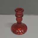 Glass Candlestick Holder, Striped Taper Candle Holders, Set of 6 Candle Stand for Table Centerpieces, Home Decor, Weddings, Festival and Parties (Red Stripe Pattern)