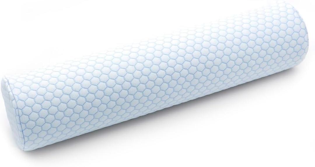 Cervical Roll Cylinder Bolster Pillow, Memory Foam Neck Support Pillow with Cooling Washable Pillowcase, Round Soft Pillows for Sleeping and Cervical Pain Relief, 18 X 4 Inches