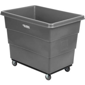 16 Bushel Plastic Bulk Box Truck, Steel Chassis Base, 1000 lbs. Capacity, 4" Non-Maring Rubber Casters, Gray, 42-3/5"L x 30" W x 35-3/5"H