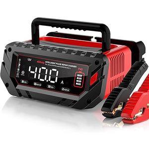 40 AMP Car Battery Charger, 6V/12V/24V LeadAcid, Lithium, LiFePo4 Smart Battery Charger, Large Screen Trickle Charger, Fully Automatic Chargers and Maintainer for Car, Motorcycle, Lawn Mower