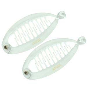 Parcelona French Effortless Mini Clear Pack of 2 Celluloid Clips for Thick Hair Ponytail Holder Banana Hair Clips for Women