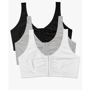 Fruit of the Loom Women's Front Close Sports Bra - Cotton Blend, Easy Fit & Built-Up Support Size 36