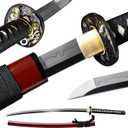 Real Handmade Katana Sword Full-Tang Samurai Sword with High Carbon Steel Blade, Razor Sharp Cutting Edge, Traditional Wooden Handle & Sheath- Katana for Display & Collectors