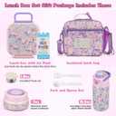 Bento Lunch Box for Kids with 7oz Soup Thermo,Insulated Stainless Steel Kids Water Bottle with Straw and Insulated Lunch Bag,Leak-Proof Lunch Food Container with Ice Pack for School (Pink-Horse)