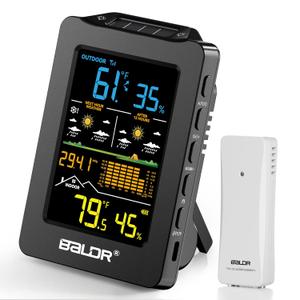 BALDR Weather Station with 1H & 12H Dual Forecast, Rechargeable USB Powered Indoor Outdoor Thermometer Wireless, Portable Outside Temperature Monitor for Home Patio (Black)
