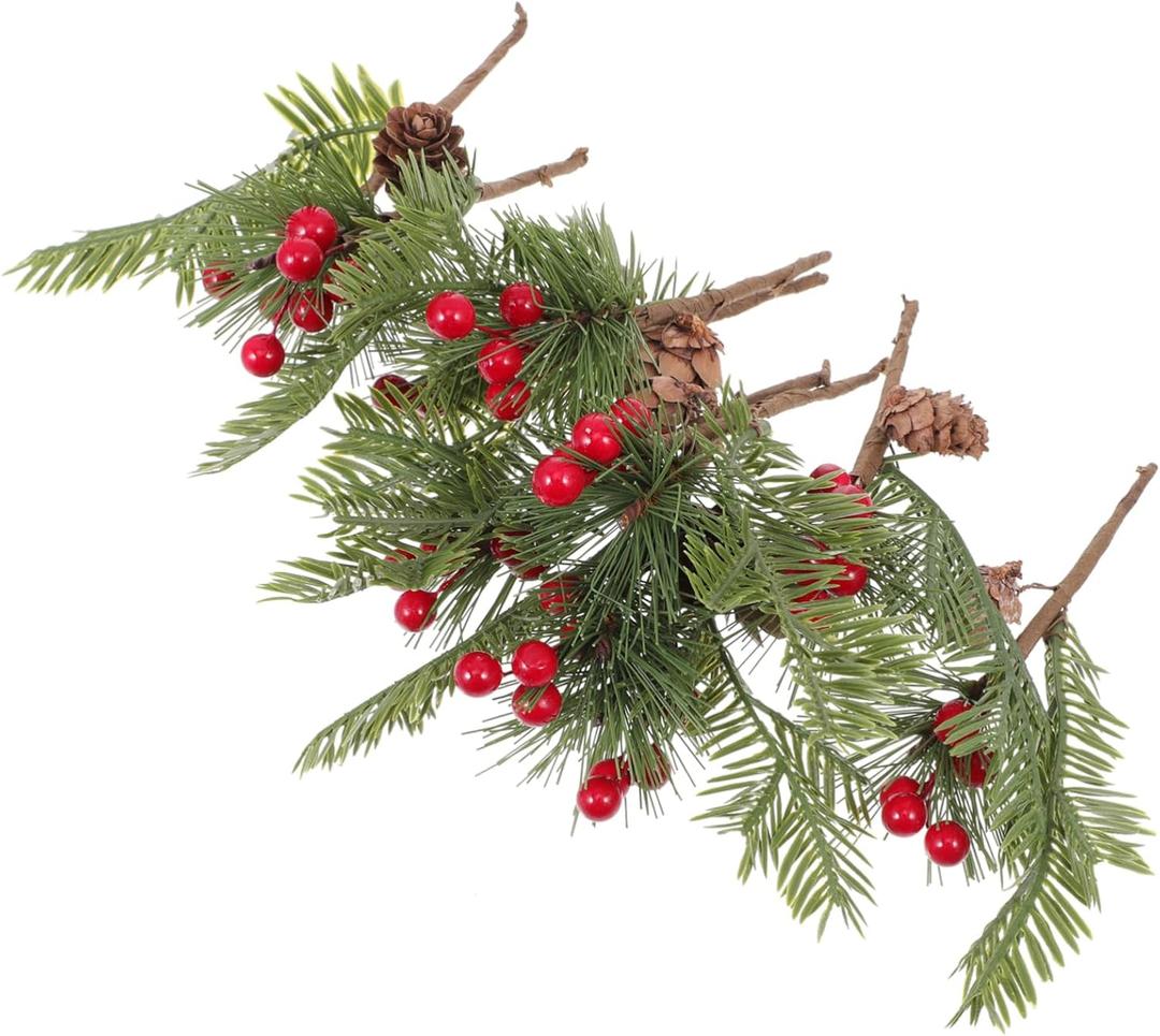 10pcs Artificial Pine Needle Berry Christmas Wreath Garland Decor for Weddings and Festivals Charming Holiday Accessory for Indoor and Outdoor Decoration