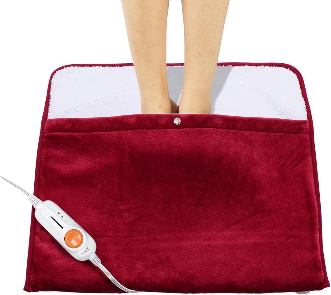 Gintao Electric Heated Foot Warmers for Men and Women,Foot Heating Pad Electric with Fast Heating Technology,Heating Pad Feet Warmer Auto Shut Off with 3 Temperature Setting,2220 inches,Red