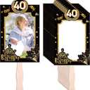 Geelin 12 Pcs 40th Birthday Party Favors Birthday Fans for Guest 40th Party Supplies 4"x6"Custom Hand Fans Personalized Blank DIY Photo Frames for Birthday Party Decoration