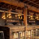 5-Light Farmhouse Chandelier Dining Room Light Fixture, Natural Bamboo & Hemp Rope Pendant Lights Kitchen Island, Boho Rustic Hanging Pendant Lighting for Bar Cafe Bedroom Living Room Decor