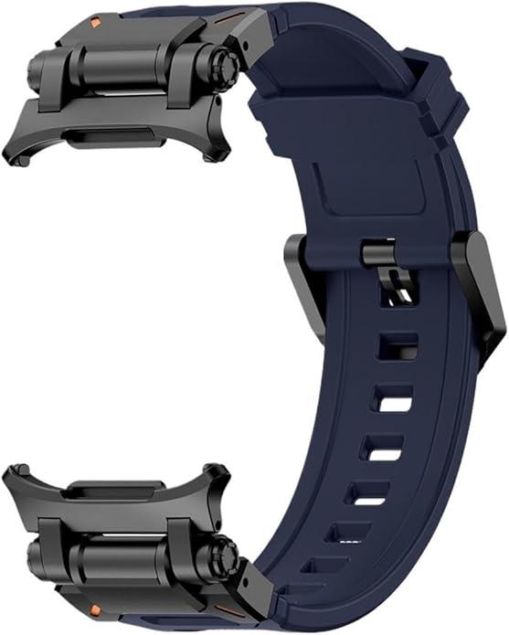 Luxury Rubber Watch band Fit for Samsung Galaxy Watch Ultra 47mm/2025 (Black blue)
