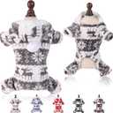 Dog Christmas Sweater Clothes, Puppy Winter Warm Soft Pajamas, Flannel Onesie PJS for Small Dogs, Pet Holiday Parties Fleece Pullover Sweaters cat Doggie boy Girl (XX-Large, Gray)