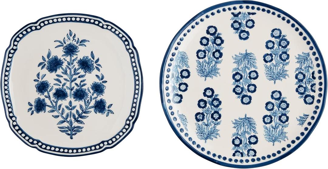 Mud Pie Pequeo 10 3/4 x 11 pulgadas | Placa anidada grande de 12 3/4 pulgadas de dimetro, azul