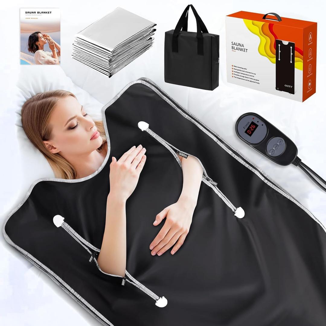 Infrared Sauna Blanket-Sauna Blanket for Home Use, Portable Design for Relaxation and Detoxification Highest 176, 20-60 Minutes Timer, 6 ft x 2.65 ftBlack