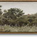 InSimSea Extra Large Framed Vintage Wall Art, Living Room Country Farmhouse Decor, Grassland Landscape Paintings, Canvas Prints, Retro Scenery Long Picture for Bedroom Above of Bed,12x36inch