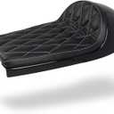 Universal Motorcycle Cafe Racer Hump Seat Retro White Stitched