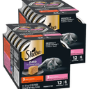 Sheba Perfect Portions Wet Cat Food Pate Savory Chicken Entree and with Sustainable Salmon Variety Pack, 2.6 oz. Twin-Pack Trays (6 Count, 12 Servings) (Pack of 2). BBD 06/2027