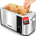 Mueller UltraToast Full Stainless Steel Toaster 4 Slice, Long Extra-Wide Slots for Bagels and Waffles, 6 Browning Levels, LED Display, Cancel/Defrost/Reheat Functions & Removable Tray, Kitchen Gadgets