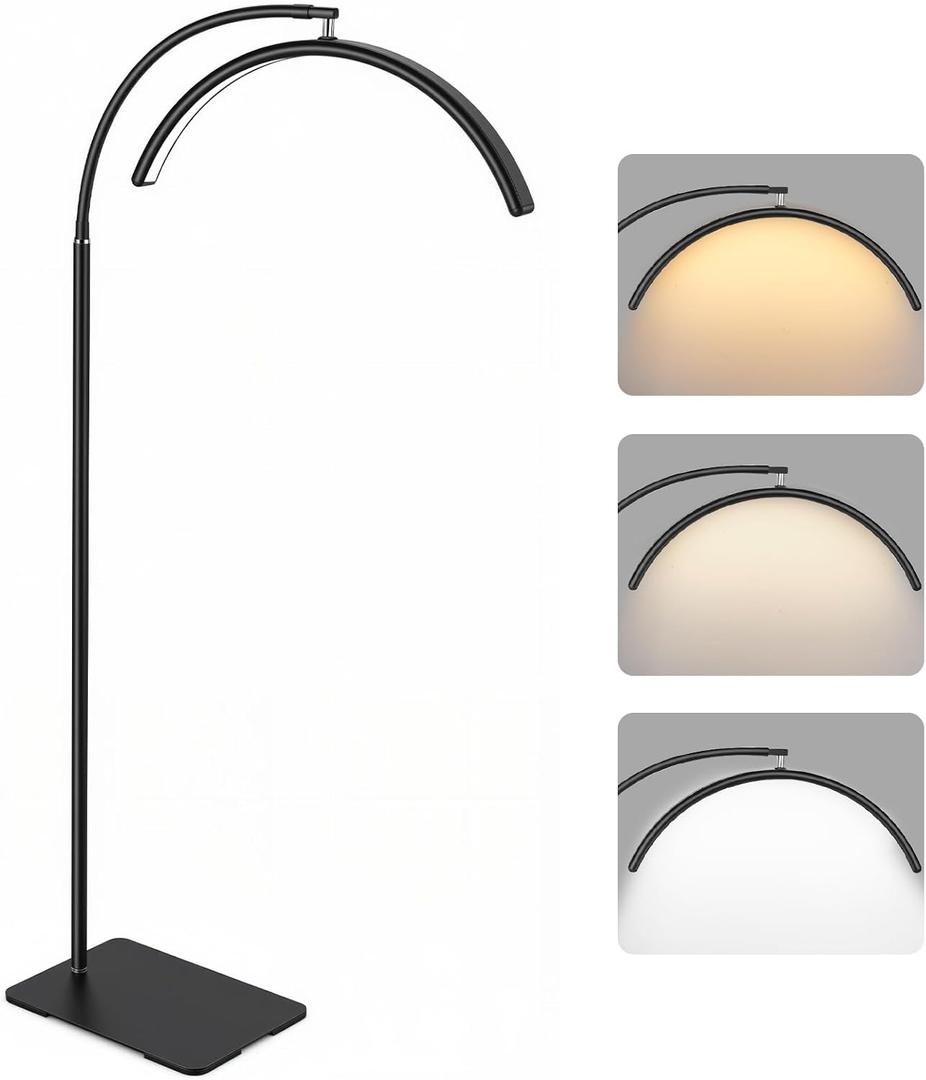 Half Moon Lash Light for Eyelash Extensions & Estheticians, Dimmable LED Lash Lamp with Flexible Gooseneck, Shadow-Free Moon Light for Lash Tech, Tattoo, SPA, Eyelash Lamp, Black