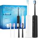2025 New Sonic Electric Toothbrush for Adults - Vibration 60,000 VPM & 73 Oscillation Rechargeable Electric Toothbrush, 50+ Days Battery Life, 3 Modes, 2-Minute Timer, 3 Brush Heads, 2 Pack (White + Black)