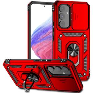 Case for Galaxy A54 5G Case, Samsung A54 5G SM-A546U Case with Slide Camera Cover, Built-in 360 Rotate Ring Kickstand Magnetic Shockproof Phone Cover for Samsung Galaxy A54 5G Red