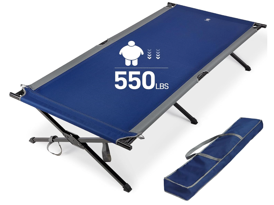 EVER ADVANCED Extra Wide Camping Cot for Adults Oversized XXL Sleeping Cots Folding Cot Bed with Carry Bag, 84.3" L x 41.9" W, Support to 550 lbs, Large