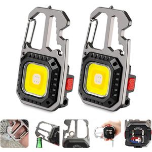MAKDAK Cob Keychain Work Light - 2PC EDC Keychain Flashlight Rechargeable, Super Bright Flashlight for Car Repair, Emergency(Silver)