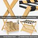 BAMBOOHOMIE 2 Pack Bamboo Luggage Rack for Guest Room, 26.77" Folding Wide Suitcase Stand with Storage Shelf, Thickened Luggage Stand Holder for Bedroom Hotel, Luggage Rack for Suitcases (Natural)